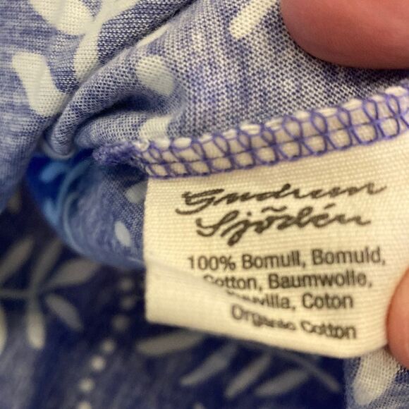 Gudrun Sjoden 100% Cotton Blue Floral Mumu Tent Relaxed Laganlook Dress Small - Picture 5 of 7